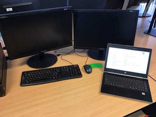 Workplace 2 monitors and laptop