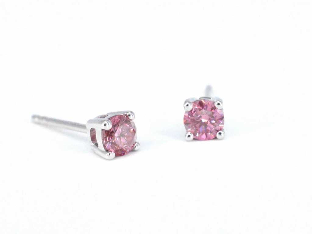 Ohrringe aus Weißgold mit rosa Diamanten (zertifiziert)