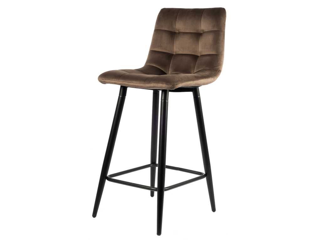 4x Brown Bar Stool Velvet 8078