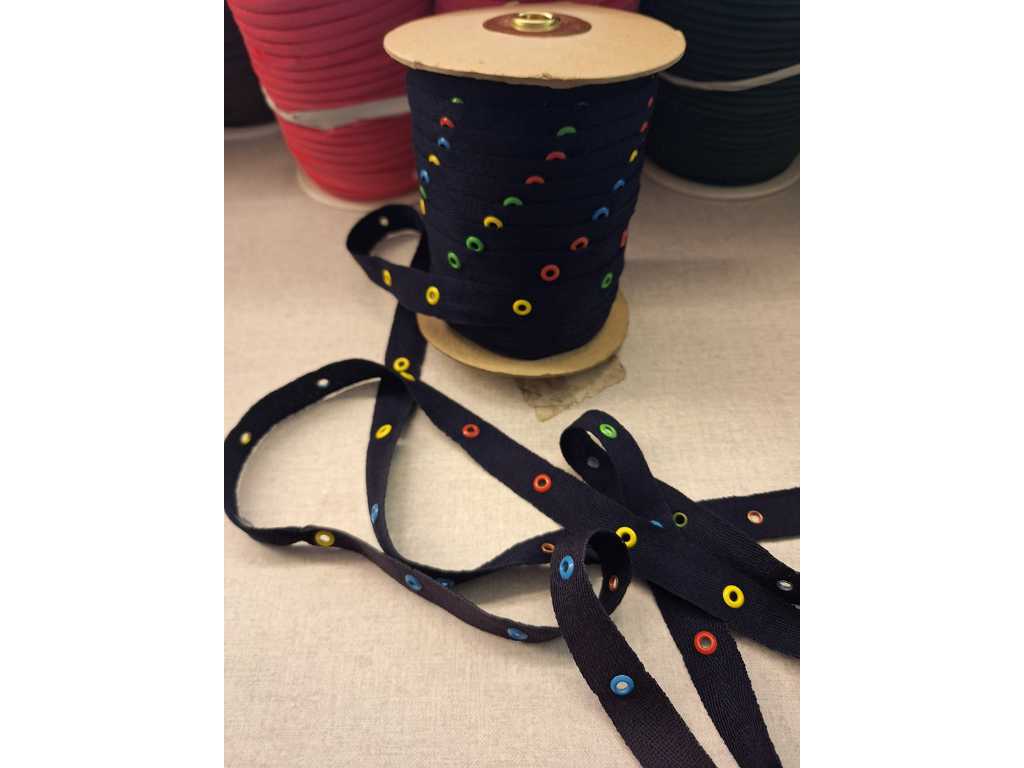50m Cotton strap with rings / eye band multi color blue