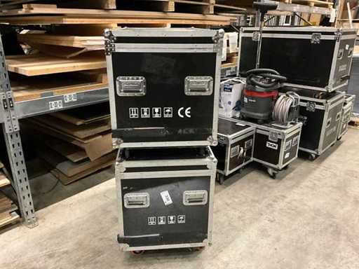 Transportkoffer (2x) met 4 draaibare wielen, elk verdeeld in twee delen