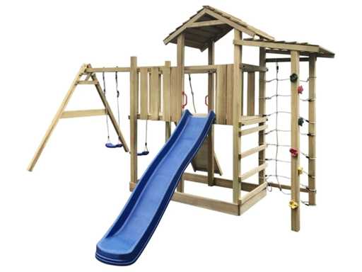 Équipements de jeux avec toboggans et balançoires 353x390x268 cm