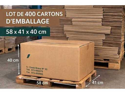 Palette, composé de 400 cartons d'emballage 58 par 41 par 40 