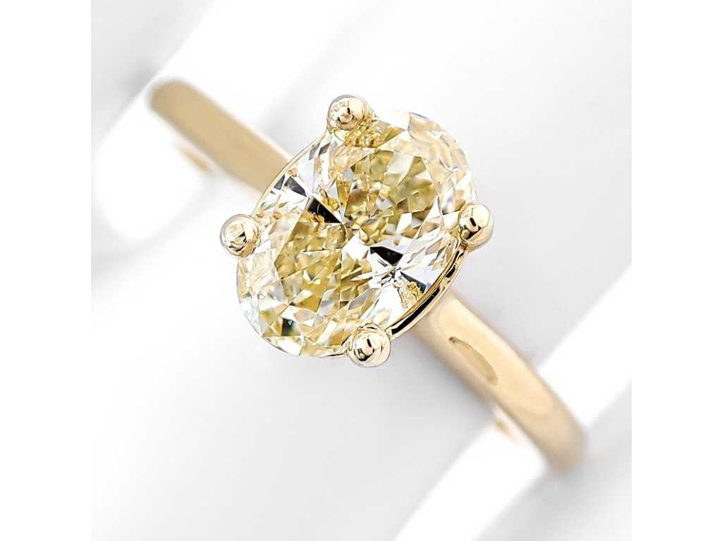 Luxury Ring Natural Diamand Fancy Light Yellow 1.01 carat