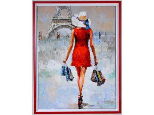 Antonio Palmieri – Shopping girl in Paris - olie op doek - 120x90 cm