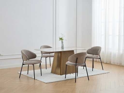 Lot de 4 chaises en tissu texturé et métal noir - Taupe