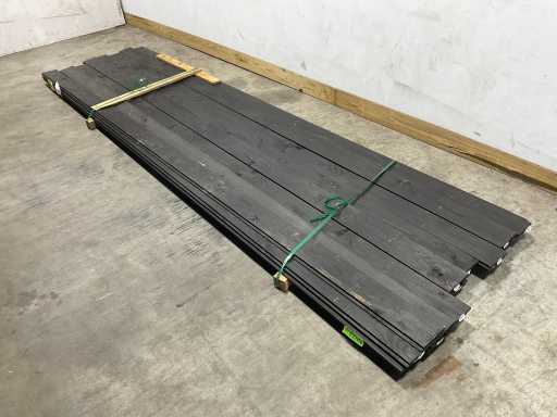 Fichte dreifach Raute Regal schwarz imprägniert 400x12,5x1,8 cm (16x)
