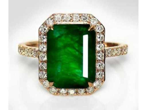 Luxusring aus natürlichem Sambia-Grünem Smaragd 5,30 Karat
