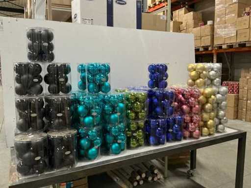 Série de diverses boules de Noël incassables et sans couture D10cm 9/tube (64 tubes)
