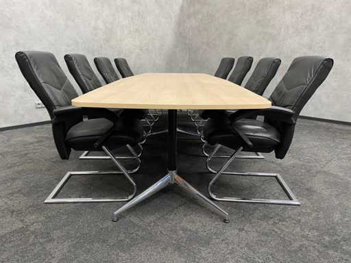 Set de conférence en cuir 8 personnes 370x120