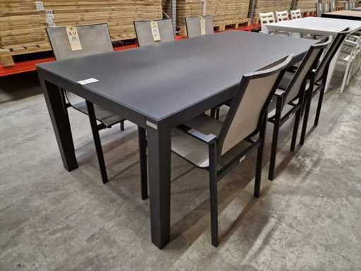 Garden Prestige - Alu Tuintafel Cleopatra Antraciet Mat 220 x 100cm + Antraciet Glas