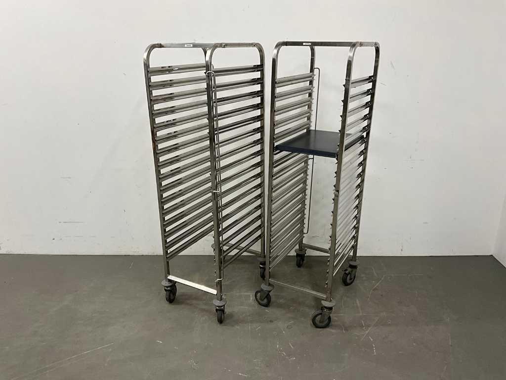 Stainless steel shelf trolley (capacity 16x 1/1 bakery standard) (2x)