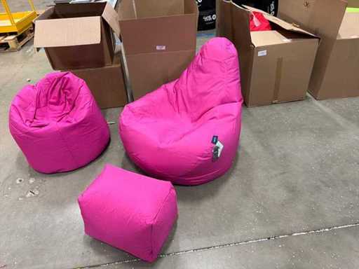 Beanbag with footstool and 2x matching small pouf