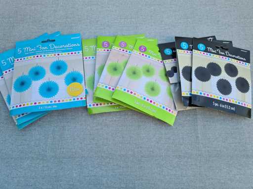 Decoratie papieren waaiers blauw groen zwart