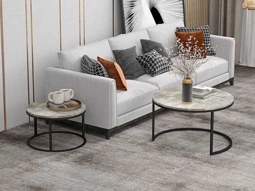 Set de tables basses, 2 tables rondes gigognes