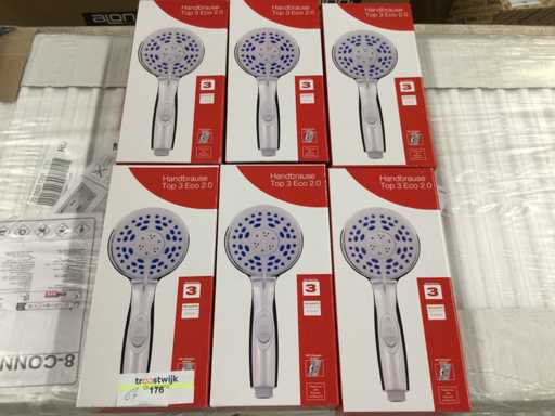 Sanitop-Wingenroth – 721745 – Handdusche mit 3 Sprüheinstellungen und Wasserstopp (6x)