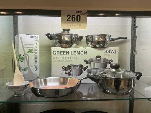 SSW 5-piece Cooking pot set + triply pan