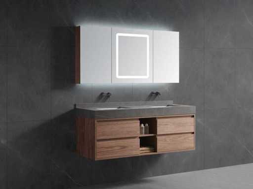 badkamermeubel 2-persoons - 150cm - Kleur walnoot