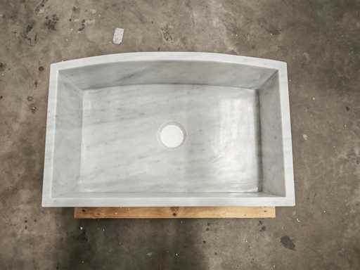 Lavandino in pietra naturale in marmo bianco 76x46x26 cm