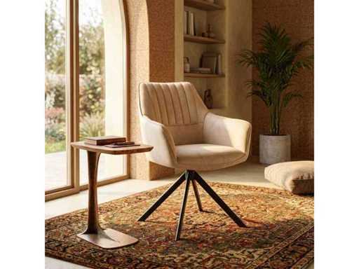 Set van 6 Eetkamerstoel Kuip met armleuning Beige