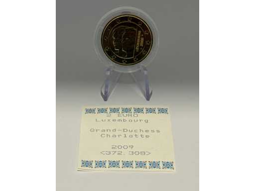 2 Euro Commemorative Coin Gold Plated Luxembourg 2009 Grand Duchess Charlotte