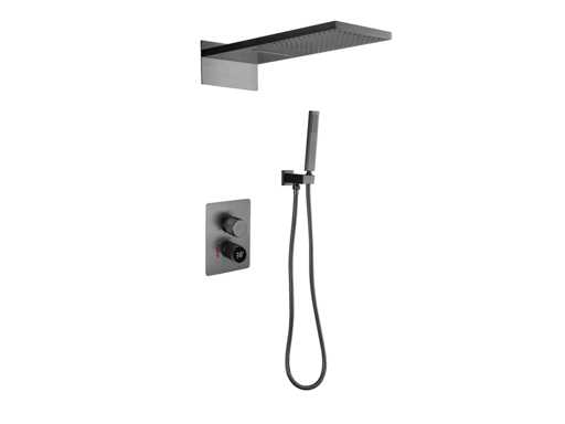 Mawialux inbouw waterval regendouche - digitaal display (mat zwart of gunmetal grey)