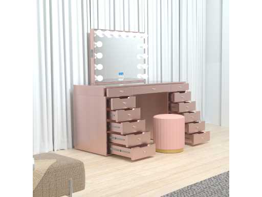 Vonato - Rose - Kaptafel met verlichting - Dressing table
