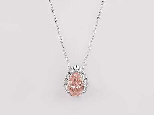 14 KT White Gold Necklace with Pendant With 1.29 Cts Lab Grown Diamond