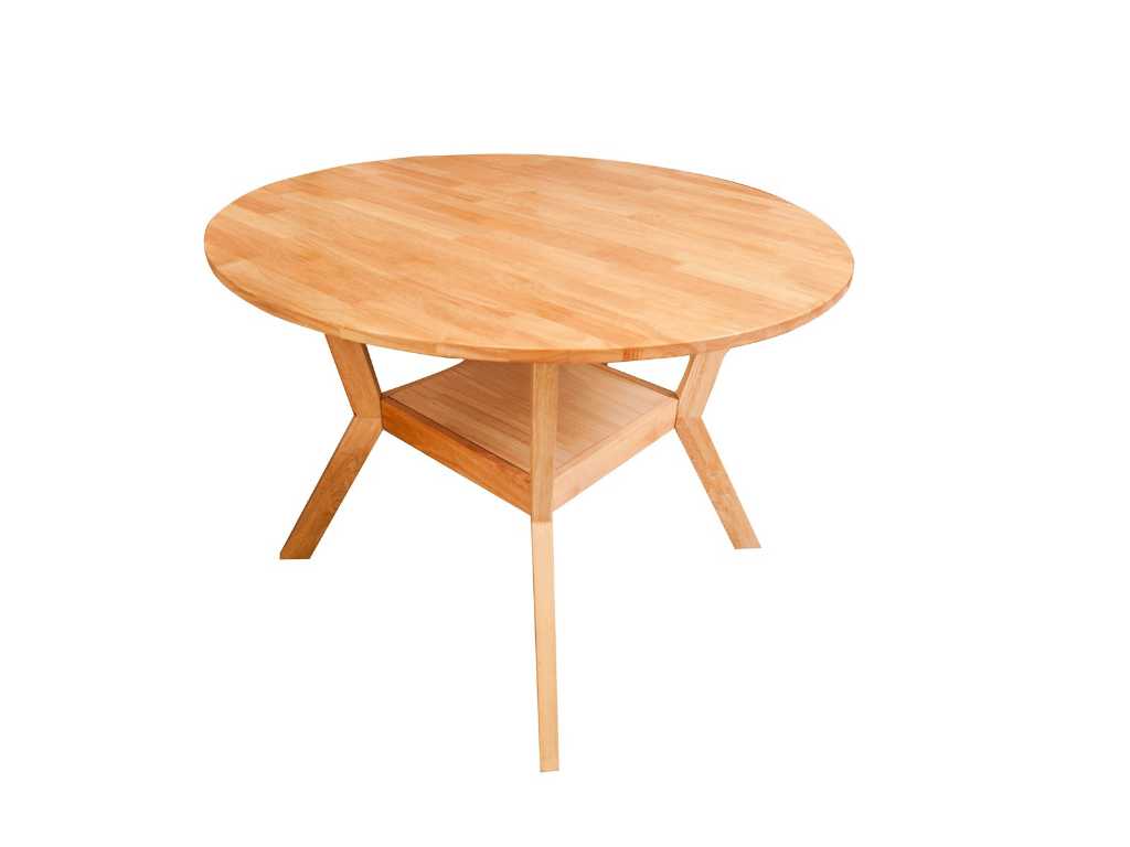Table robuste en bois d’hévéa 9 pièces série ronde Arielle - Table d’appoint - Table d’antichambre - Table de salle à manger - Table de salon - Gastrodiskont