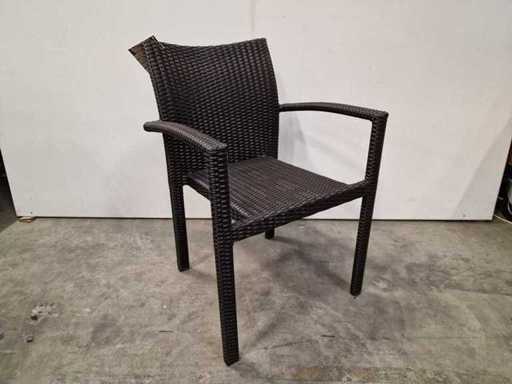 2 x Luxury Lounge - Wicker Stapelstoel Ergo met Armleuning Java Brown