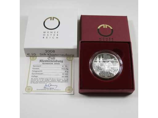 Oostenrijk 10 Euro 2008 Zilveren Bewijs Stift Klosterneuburg
