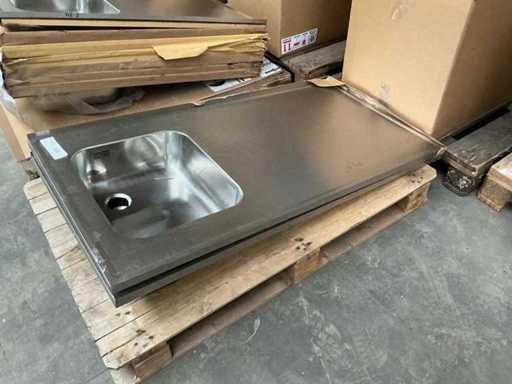 Piano di lavoro in acciaio inox Reginox con lavandino incorporato (2x)