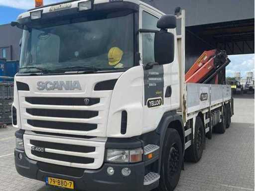 Scania - G 400 B 8x2 cu macara palfinger și remorcă Pacton AXD.218 - Camion