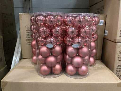 Partij kerstballen unbreakable&seamless D7cm pink 24/tube (69 tubes)