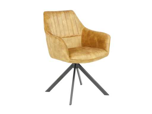 Colenis - Noah Dining Chair - Ochre Yellow - Adoré Velvet - Set of 6 - Luxury Design - Comfortable and Stylish - Metal Legs