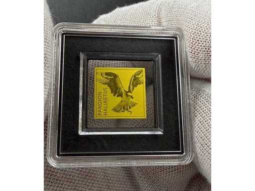Limitierte Goldmünze aus Republik Tschad mit hochwertiger Prägung und feinen Gravurdetails eines Greifvogels
