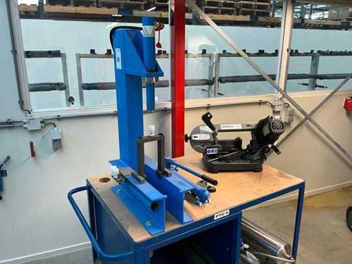 Hydraulic press & Bandsaw machine on transport cart