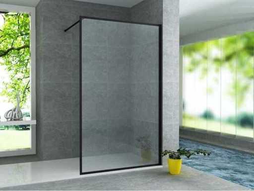 Douche à italienne avec profil noir mat – 100x200 cm – 8 mm de verre de sécurité