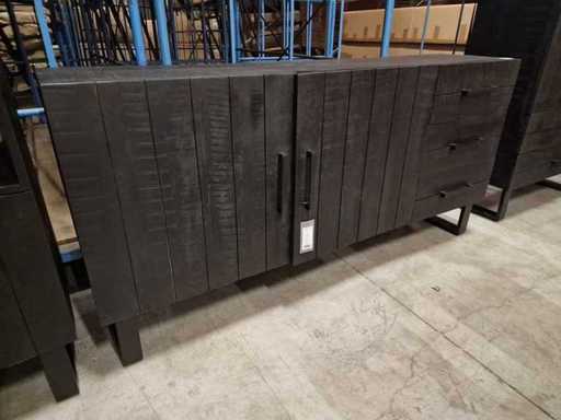 Label51 Dressoir Santos Massief Mango Zwart met 2 Draaideuren en 3 Laden