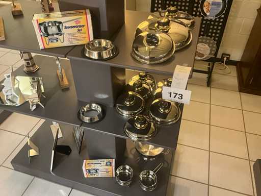 Couvercles de casserole (10 fois) en acier inoxydable + 5 fois bol de sauce, dont 3 fois avec un chauffe-eau