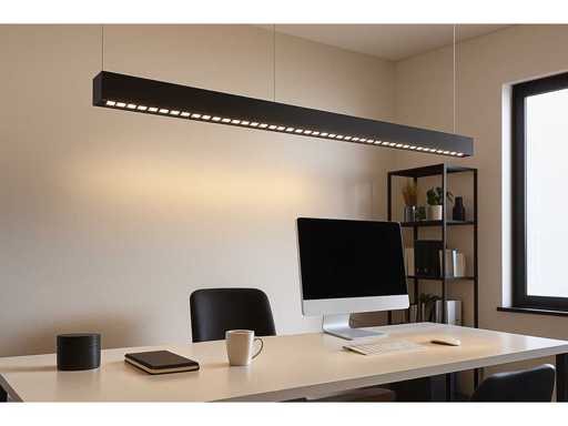 8 x LED Lineaire Hanglamp – 35W – 120cm – IP20 – Zwart – Inclusief Montageset