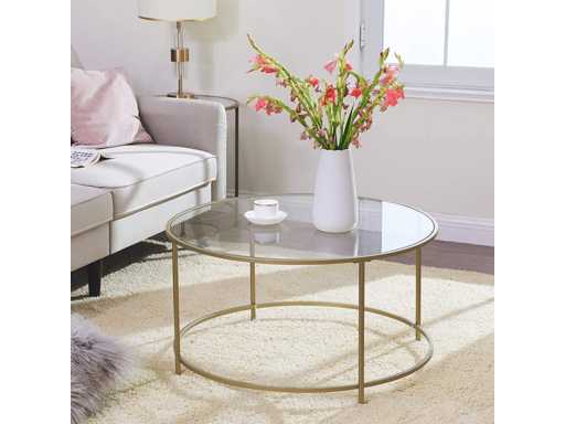 Ronde salontafel, glazen tafelblad 