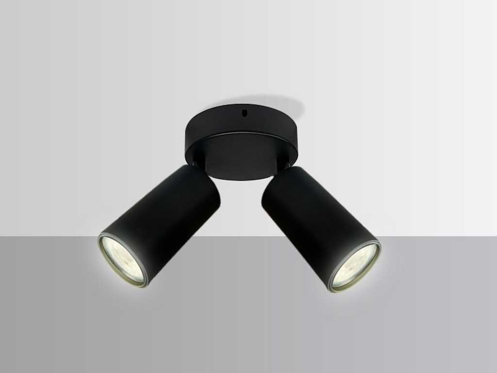 10 x Round Surface Mounted Fixtures with GU10 Fitting: 2 Rotatable Black Spots