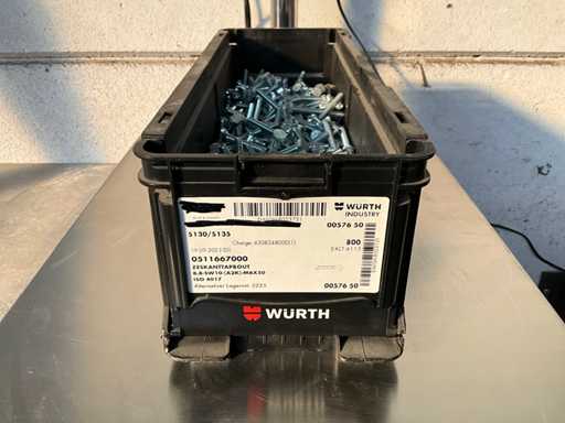 Boulon à goujon hexagonal Würth 9,58 kg M6 x 50 pouces en contenant empilable