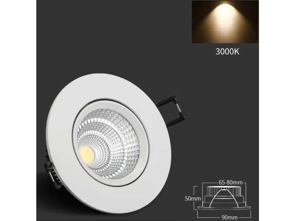 100 x Spot encastrable - LED 7W - Réglable - Blanc - 3000K WarmWhite