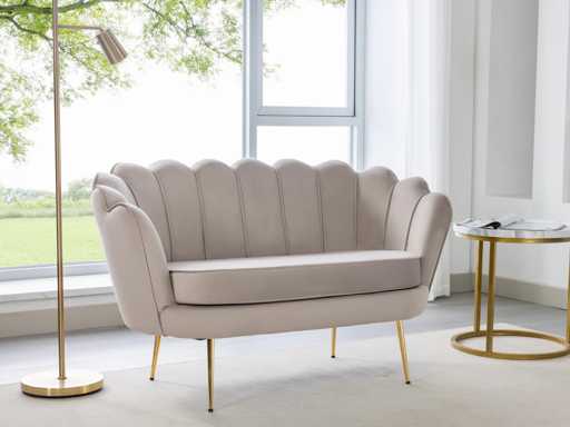 2-zits shell bank in taupe fluweel door Pascal Morabito