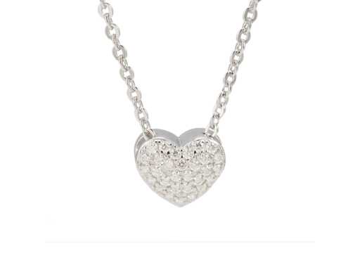 Silberne Halskette mit Herz und runden Steinen