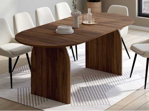 Uitschuifbare eettafel met dienblad 160-200 cm met walnoothout effect