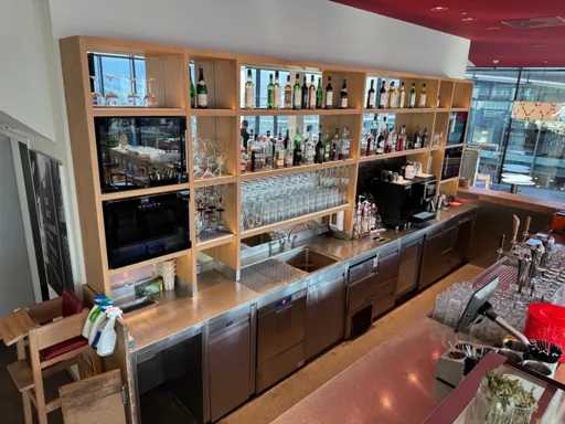 Complete bar back wall with stainless steel sink and work table