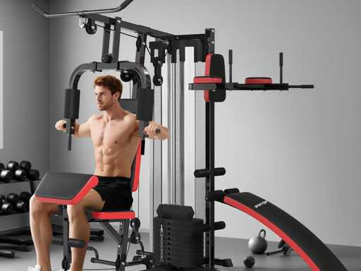 Multifunctionele verstelbare fitnessbank 10 tegengewichten 65 kg met beschermend net